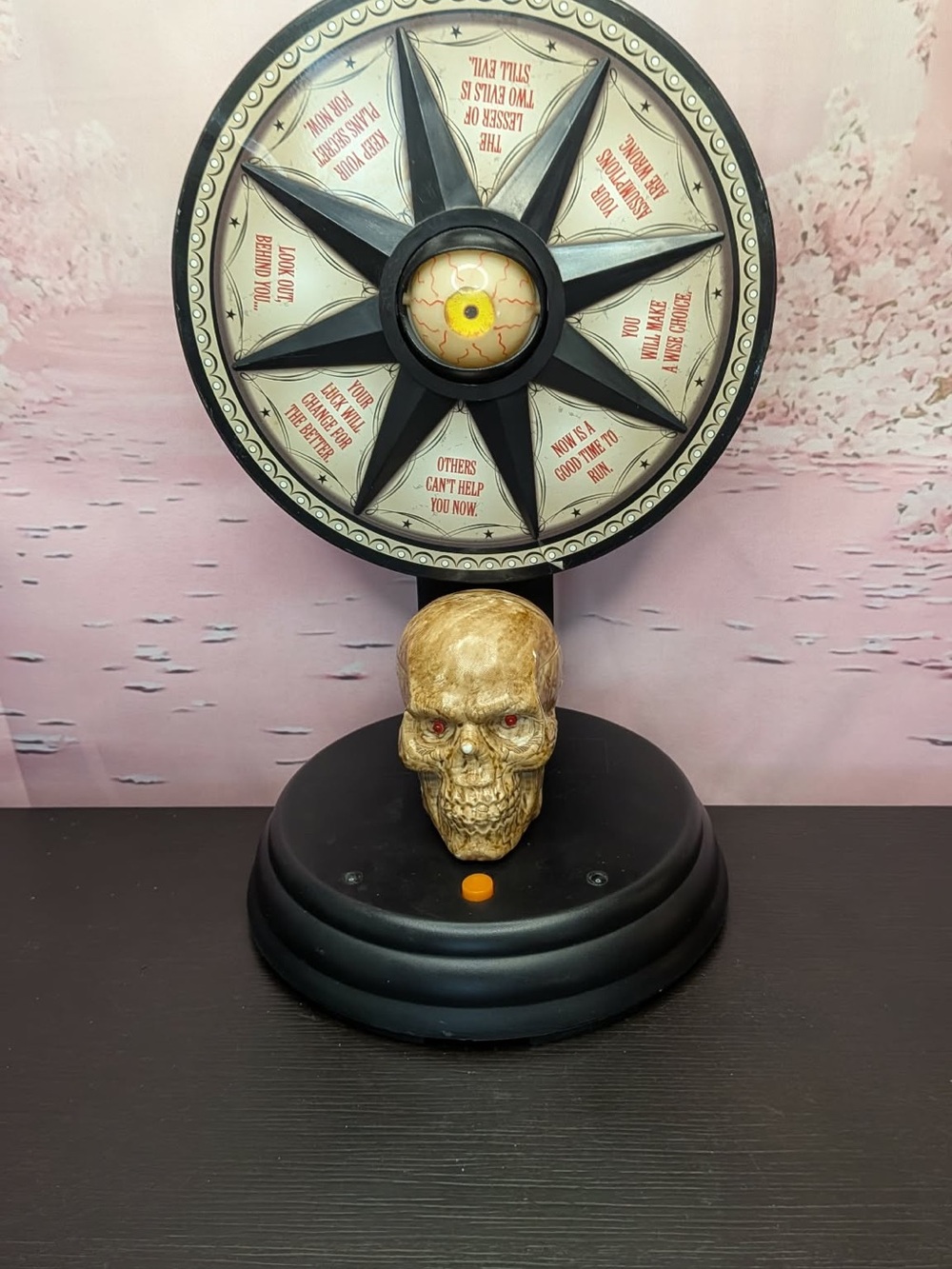 Gemmy Halloween Animated Mystic Fortune Teller Wheel of Misfortune Skull. PO
